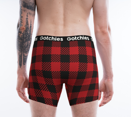Gotchies Red Lumberjack Plaid Boxer Briefs (M)