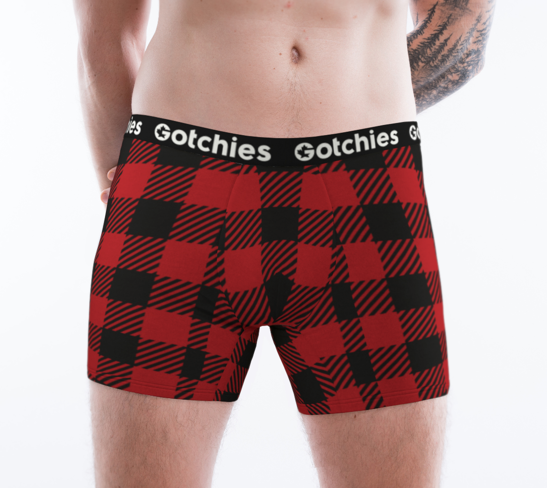 Gotchies Red Lumberjack Plaid Boxer Briefs (M)