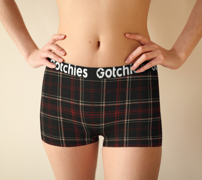Gotchies Black Plaid Boyshorts (W)