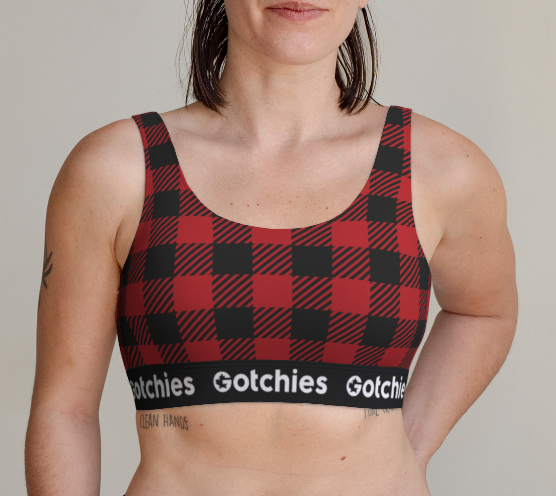 Gotchies Red Lumberjack Plaid Bralette (W)